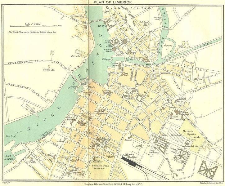 LIMERICK. Kilrush, ship Killaloe Lough Derg  1912 old antique map plan chart