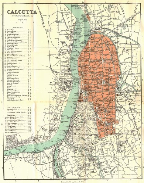 BRITISH INDIA. Calcutta (Kolkata) city plan. Fort William. Residences 1924 map