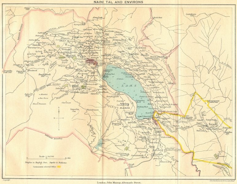 INDIA. Naini Tal (Nainital) & environs. Hill station Lake. Uttarakhand 1924 map