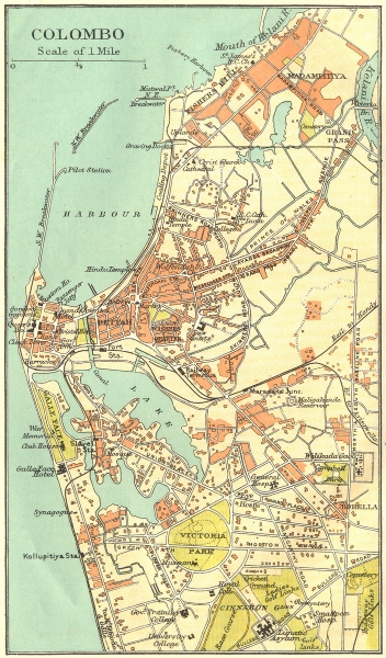 CEYLON. Colombo city plan. Sri Lanka. Pettah. British India. 1924 old map