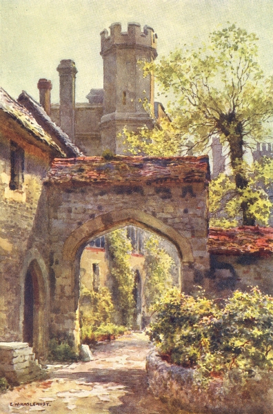 Associate Product Winchester College. The Outer Gateway from "Arcadia". Hampshire. Haslehust 1920