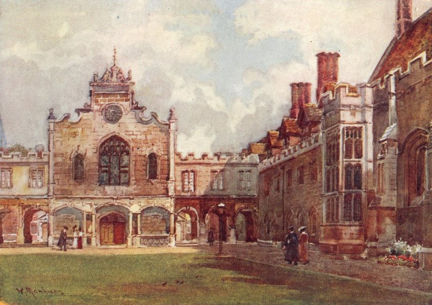CAMBRIDGE. Colleges. Peterhouse-1st court 1907 old antique print picture