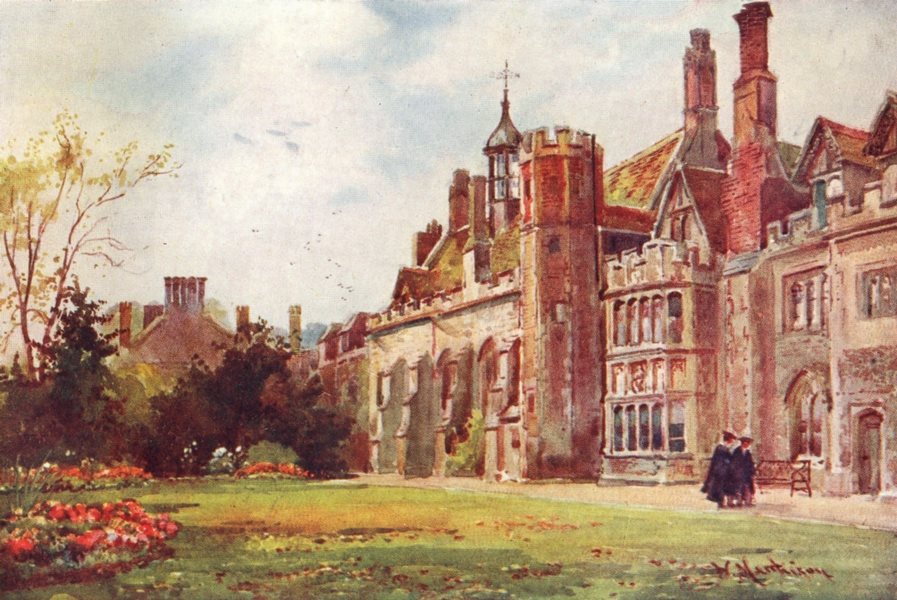 Associate Product CAMBRIDGE. Colleges. Peterhouse Fellow's garden 1907 old antique print picture