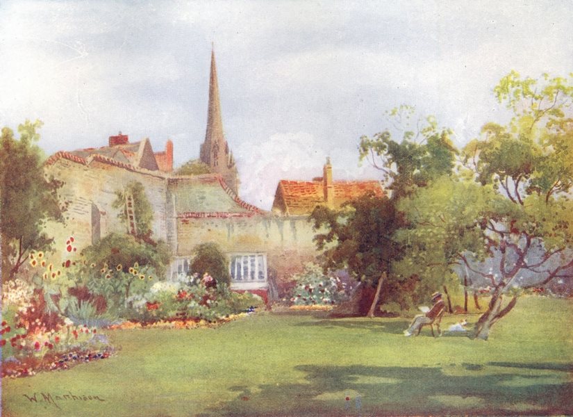 CHRIST COLLEGE. Milton Mulberry Tree, Fellow garden 1907 old antique print