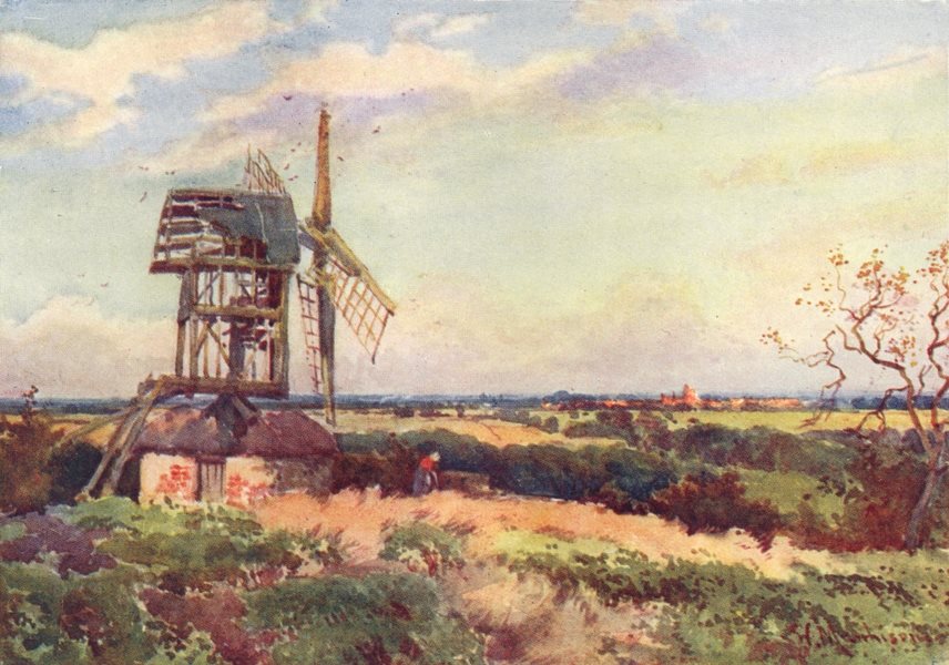 Associate Product CAMBRIDGE. Madingley Windmill 1907 old antique vintage print picture