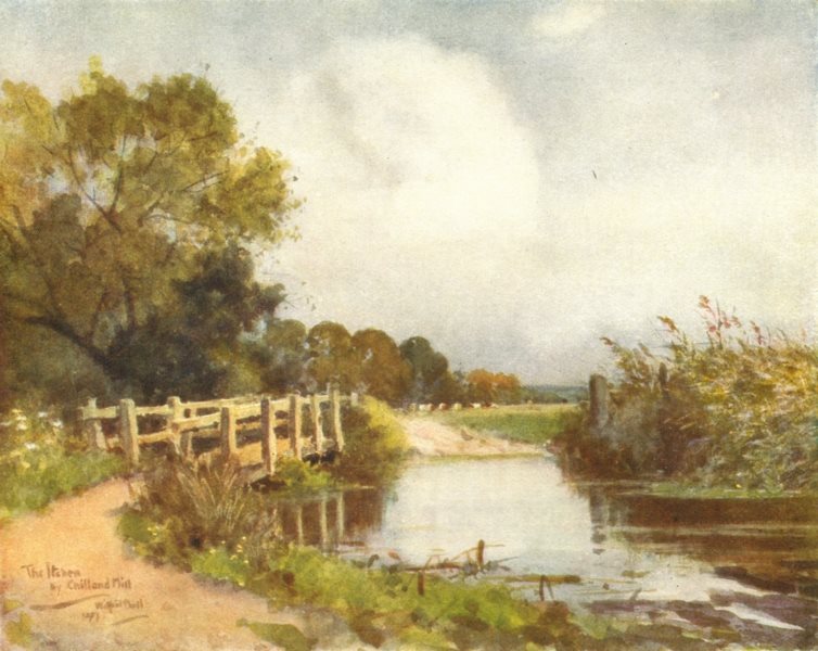 Associate Product ITCHEN VALLEY. River Itchen, near Chilland Mill. HAMPSHIRE 1909 old print