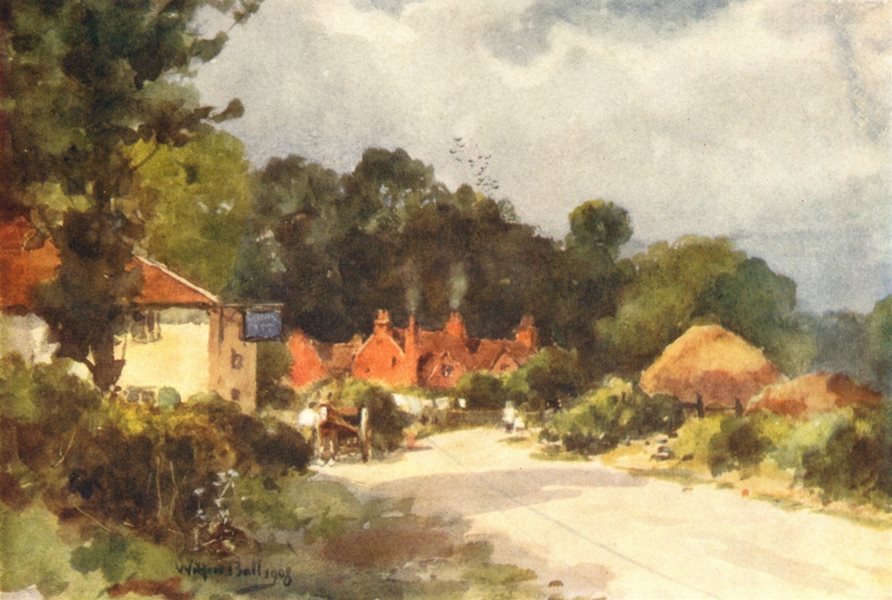 Associate Product WOODSIDE. Village view. Near Lymington. HAMPSHIRE 1909 old antique print