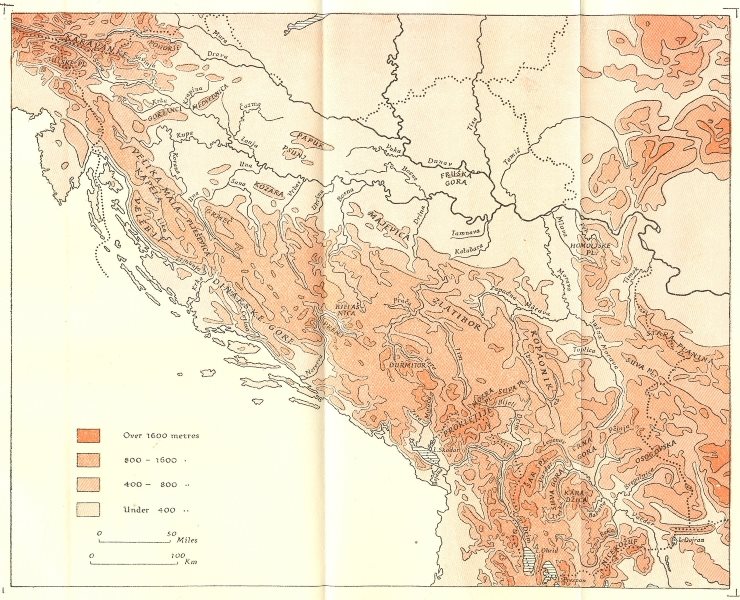 Associate Product BALKANS. Geology & Physical Features. relief of 1944 old vintage map chart