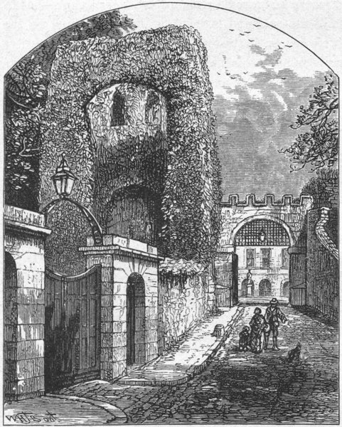 DEVON. Exeter. Ruins, Rougemont Castle 1898 old antique vintage print picture
