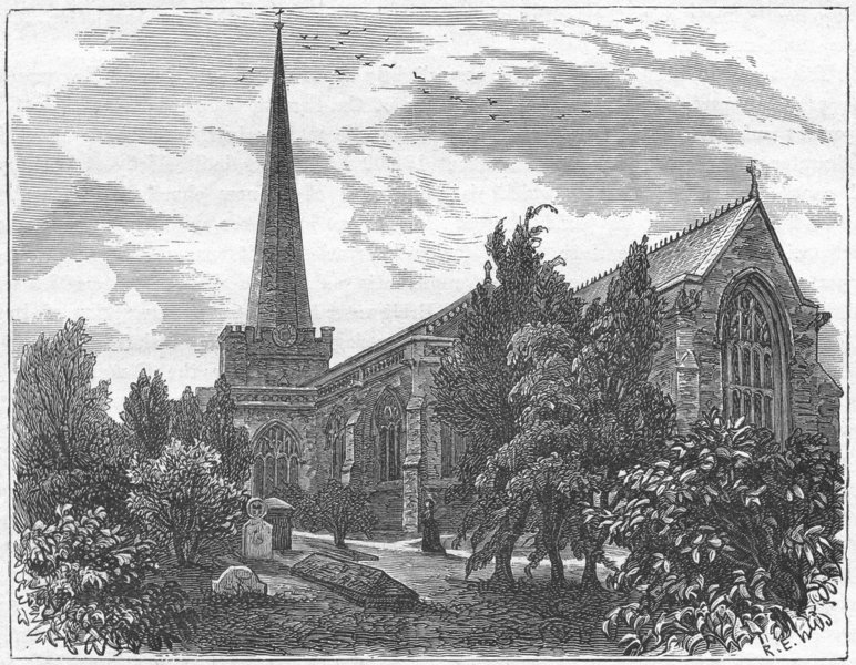 SOMT. Sedgemoor. Bridgwater Church 1898 old antique vintage print picture