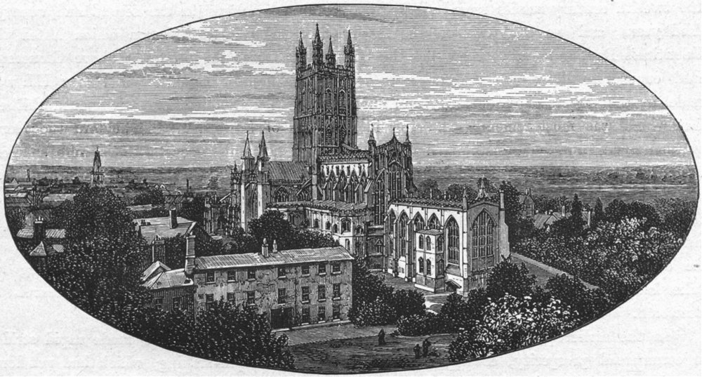 Associate Product GLOS. Gloucester cathedral, south-east 1898 old antique vintage print picture