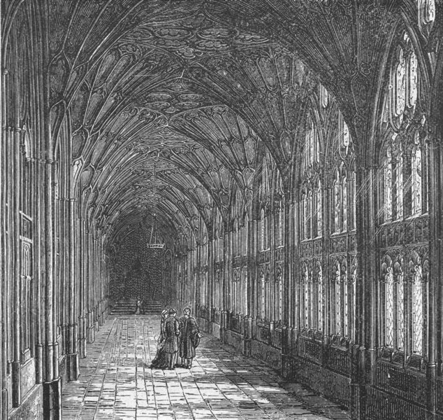Associate Product GLOS. Cloisters of Gloucester cathedral 1898 old antique vintage print picture
