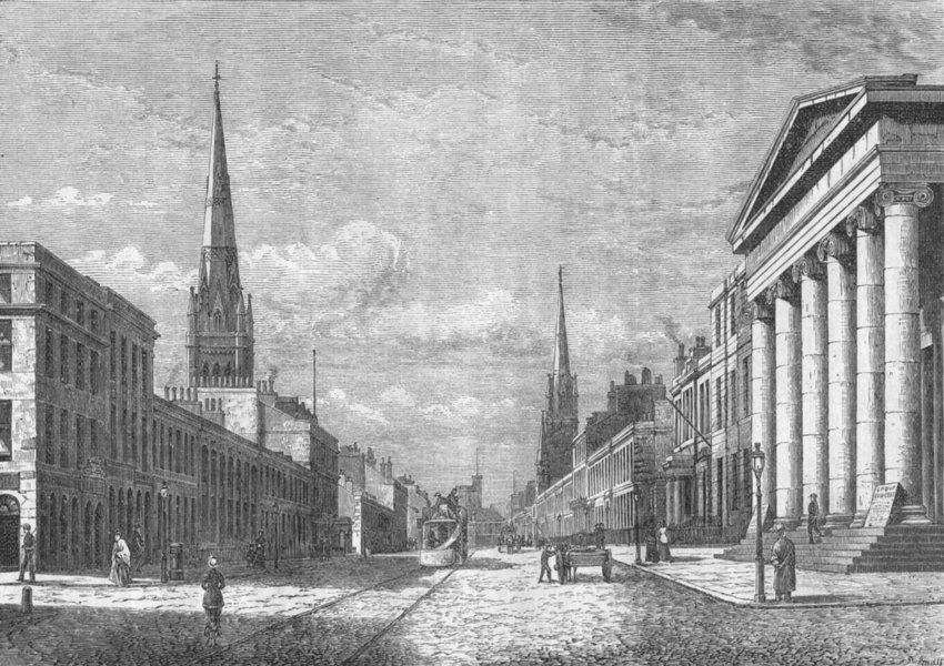 SCOTLAND. Aberdeen. Union Street 1898 old antique vintage print picture