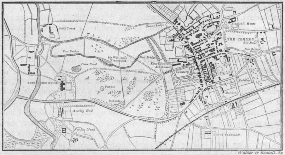 ESSEX. Audley end, sketch map 1898 old antique vintage plan chart