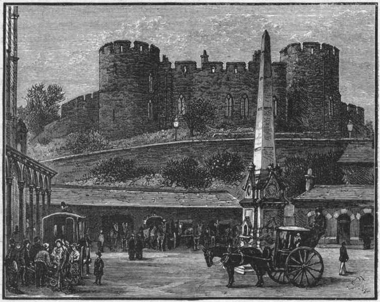 SHROPS. Shrewsbury. Castle, Station 1898 old antique vintage print picture