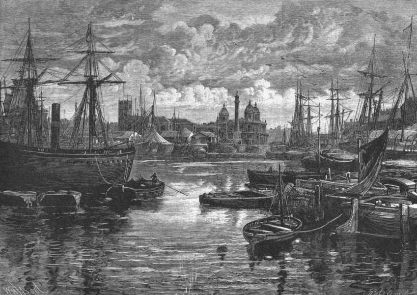 YORKS. Hull. docks 1898 old antique vintage print picture