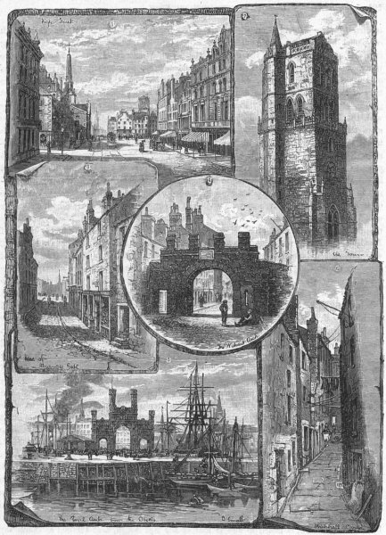 DUNDEE. Murray Gate; Wishart; Royal; Whitehall Close 1898 old antique print