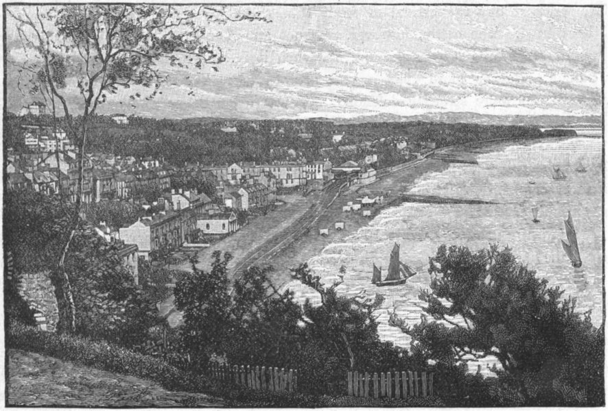 DEVON. Dawlish, from Lea Mount 1898 old antique vintage print picture