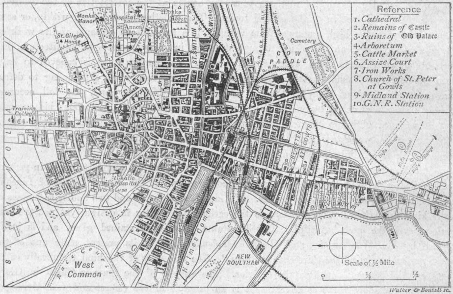 LINCS. Lincoln, sketch map 1898 old antique vintage plan chart