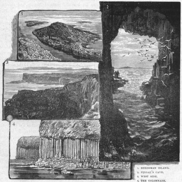Associate Product STAFFA. Herdsman Island; Fingal's Cave; Colonnade 1898 old antique print