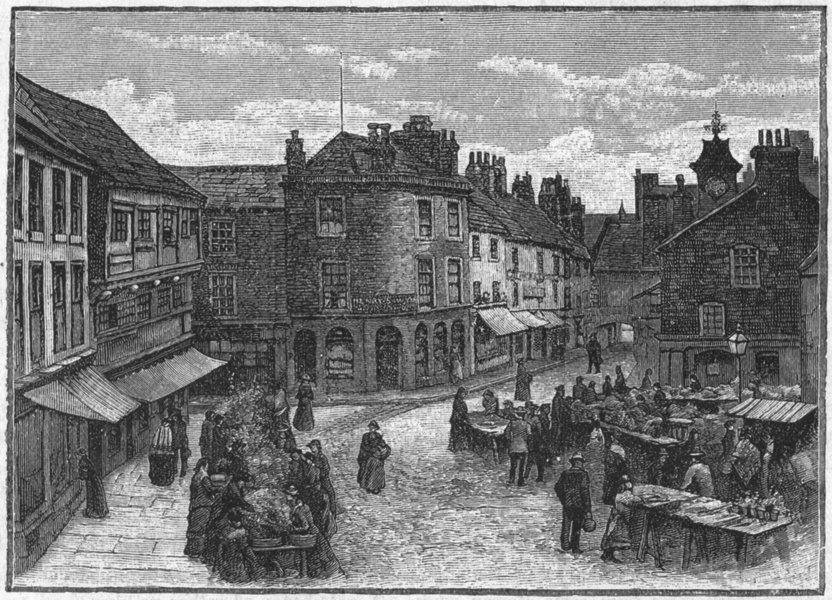 CUMBS. Carlisle. market & town Hall 1898 old antique vintage print picture