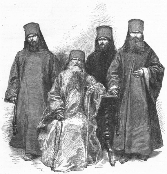 RUSSIA. Russian Monakhi, Black Clergy 1880 old antique vintage print picture