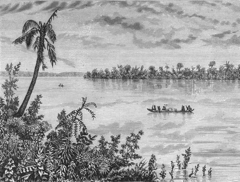 CAMBODIA. Cong river, Stung Treng 1880 old antique vintage print picture