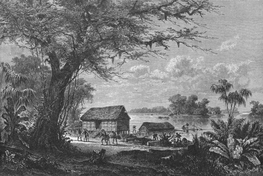 CAMBODIA. Lake Tale Sap 1880 old antique vintage print picture