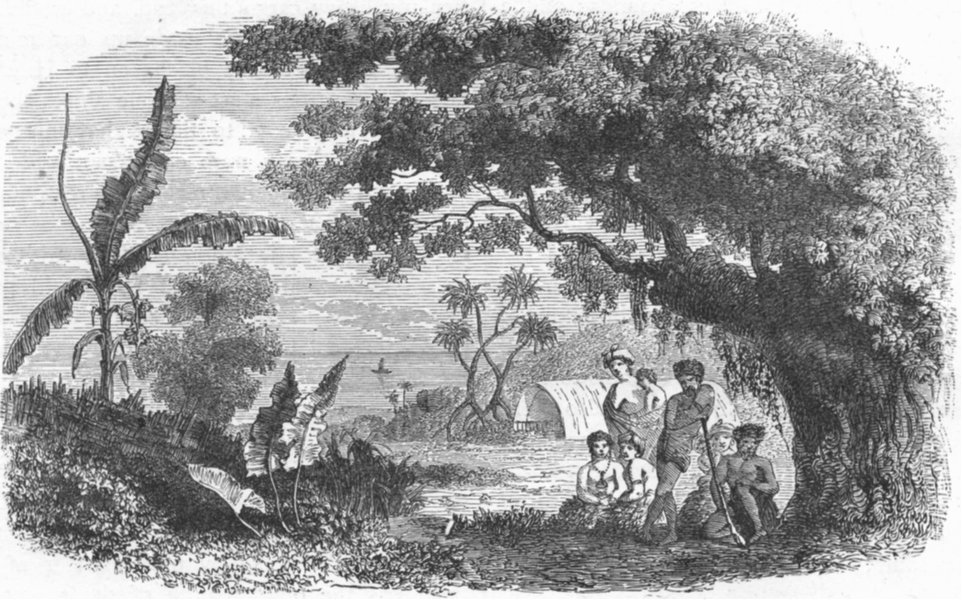 AUSTRALIA. Bay, Hinchinbrook Island, natives 1880 old antique print picture
