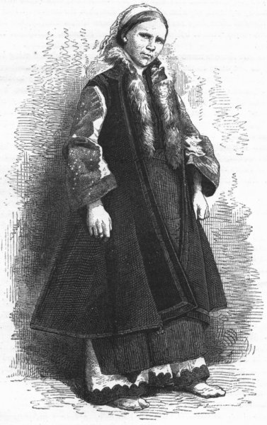 LATVIA. Livonia. Lady of Riga 1880 old antique vintage print picture