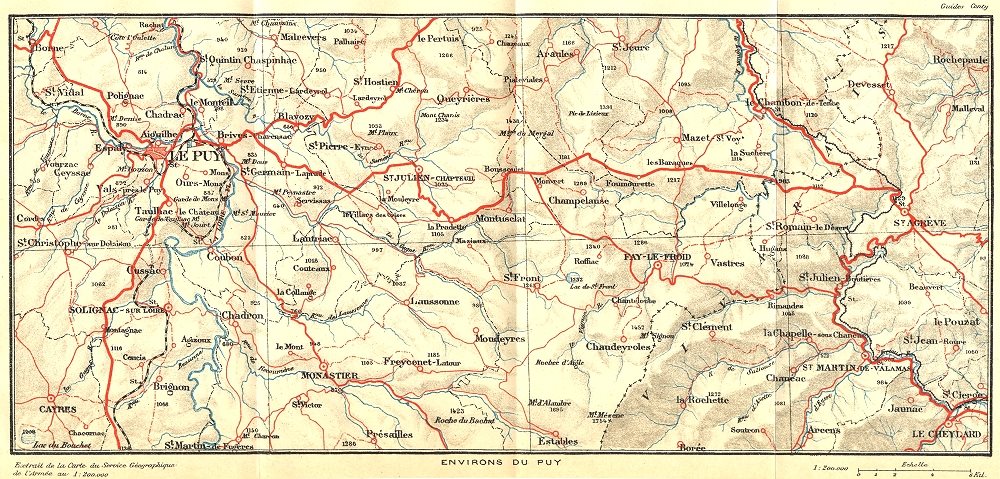 Associate Product HAUTE-LOIRE. Environs du Puy 1923 old vintage map plan chart