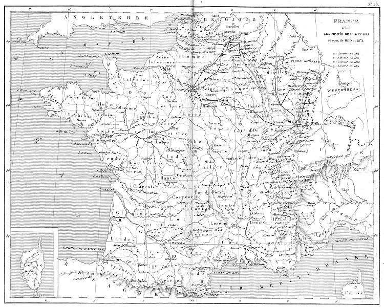 FRANCE. Traites Treaties 1814 et 1815 1860 et 1871 1879 old antique map chart