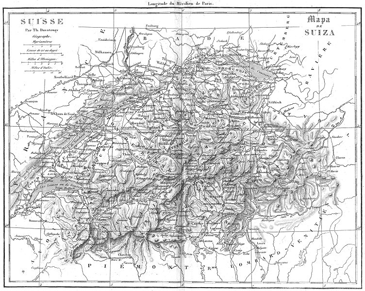 SWITZERLAND. Suisse; Mapa de Suiza 1879 old antique vintage plan chart