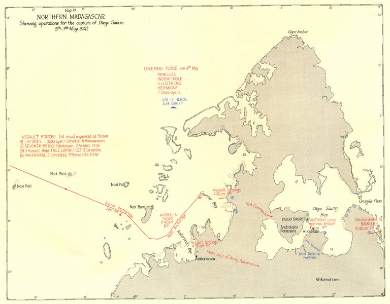 Battle of Madagascar 1942. Assault of Diego Suarez Antsiranana Ironclad ...