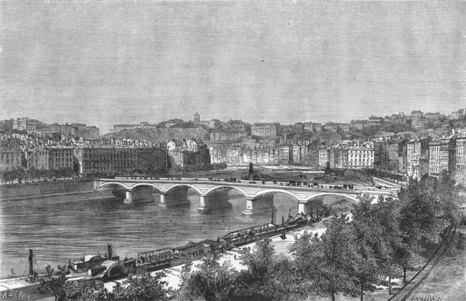LYON. Lyon. La Croix-Rousse 1880 old antique vintage print picture