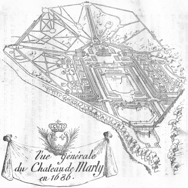 Associate Product YVELINES. The generale du Chateau de Marly en 1686 1880 old antique print