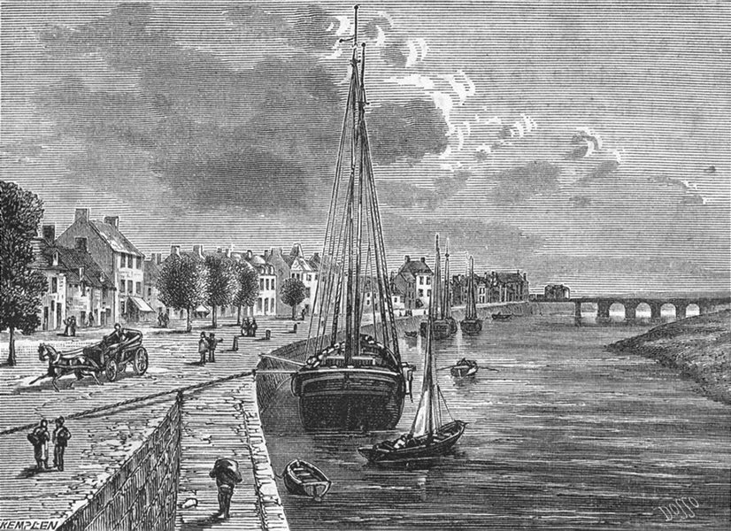 LOIRE-ATLANTIQUE. Bretagne. Vue du Pouliguen 1880 old print picture