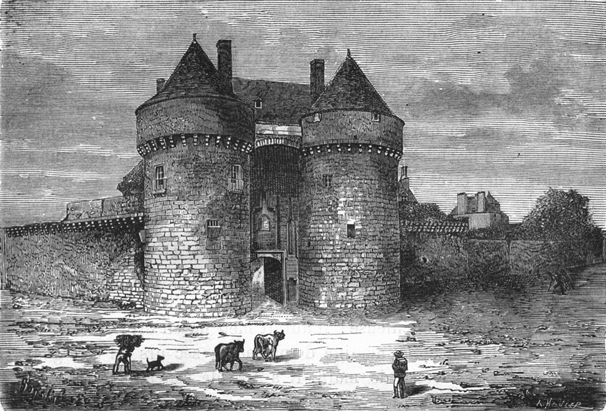 LOIRE-ATLANTIQUE. Bretagne. Murailles et portes de Guerande 1880 old print