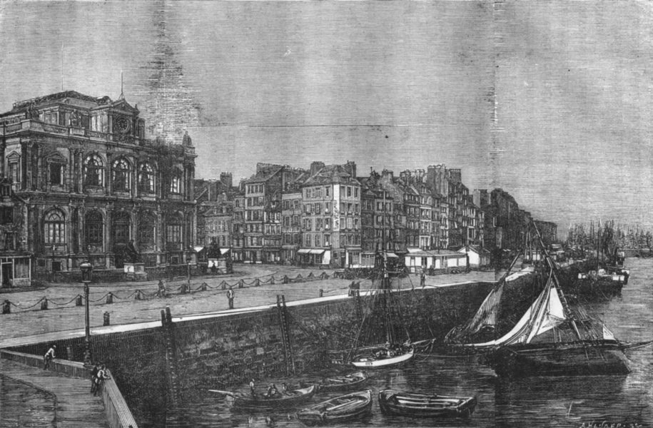 Associate Product SEINE-MARITIME. Le Havre. Le Grand Quai et le Musee 1880 old antique print