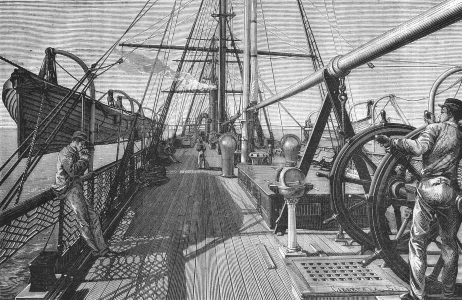 SEINE-MARITIME. Le Havre. generale du pont d'un paquebot Transatlantique 1880
