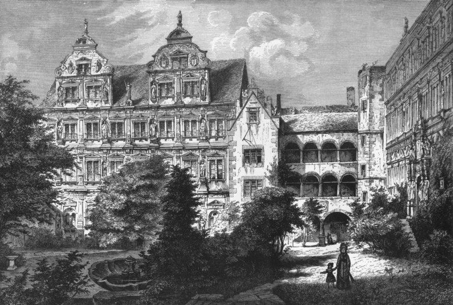 GERMANY. The Black Forest. Heidelberg Castle c1893 old antique print picture