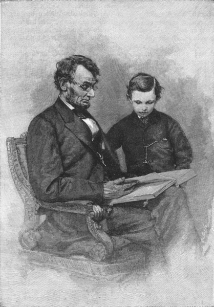 Associate Product LINCS. Lincoln and his son at the White House 1891 old antique print picture
