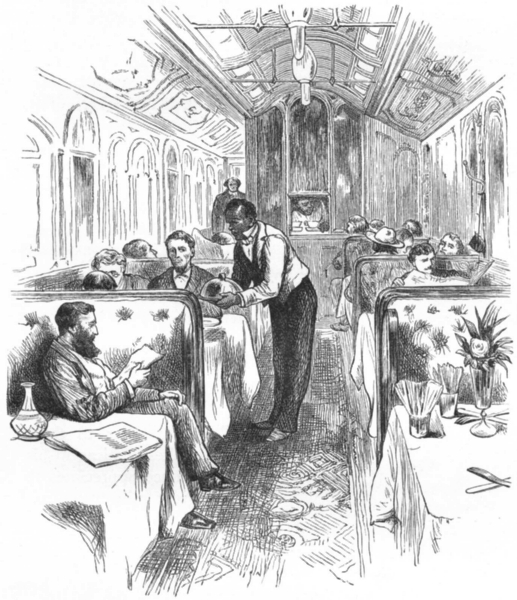 CALIFORNIA. A Pullman Dining Car 1891 old antique vintage print picture