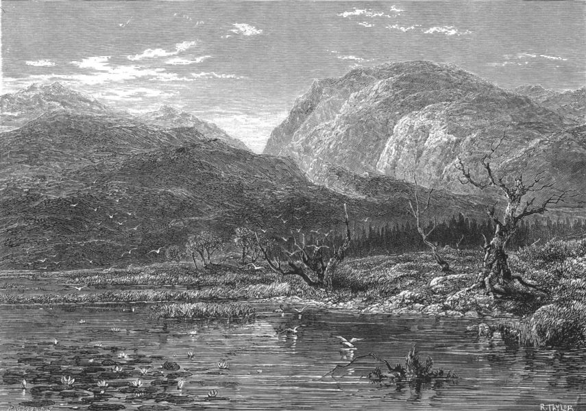 SCOTLAND. The Central Highlands. Loch Ruicht and Cairngorm c1886 old print