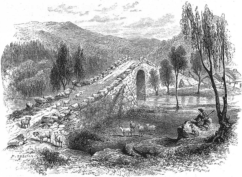 SCOTLAND. Bridge over Sluggan Water, near Braemar c1886 old antique print