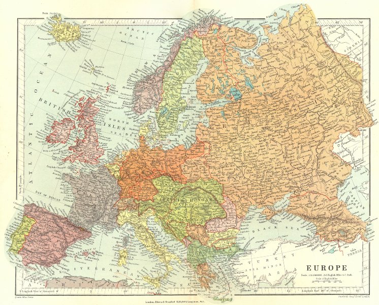 Associate Product EUROPE. political. Austria-Hungary Wallachia Eastern Rumelia. STANFORD 1906 map