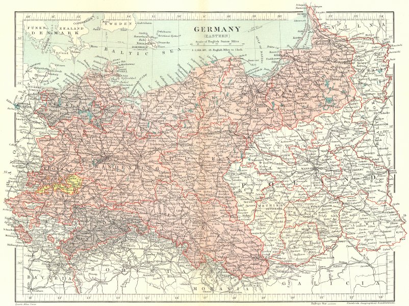Associate Product EASTERN GERMANY. Prussia Brandenburg Pomerania Saxony Poland. STANFORD 1906 map