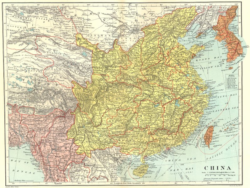 Associate Product CHINA. showing treaty ports & enclaves. Hong Kong Weihaiwei. STANFORD 1906 map
