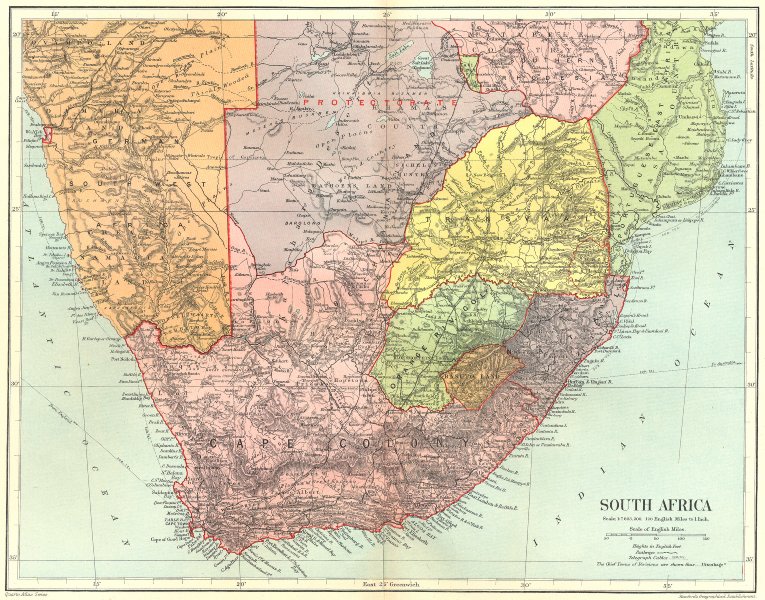 Associate Product SOUTH AFRICA. Cape Colony Orange River Colony Transvaal Natal.STANFORD 1906 map