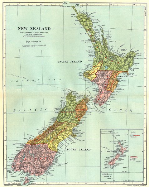 Associate Product NEW ZEALAND. showing provinces. STANFORD 1906 old antique map plan chart